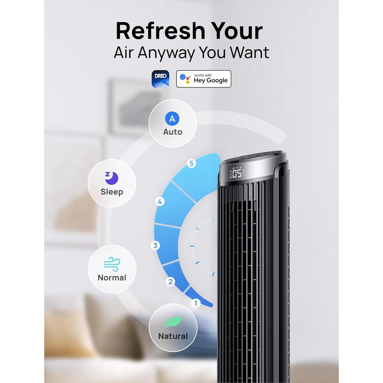 Ventilador de Torre Dreo Cruiser Pro T3 S 5 Velocidades 101,6 cm