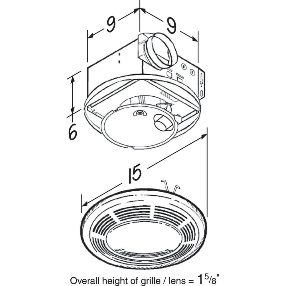 Ventilador y Luz Redondo Broan 750 para Baño 100 CFM