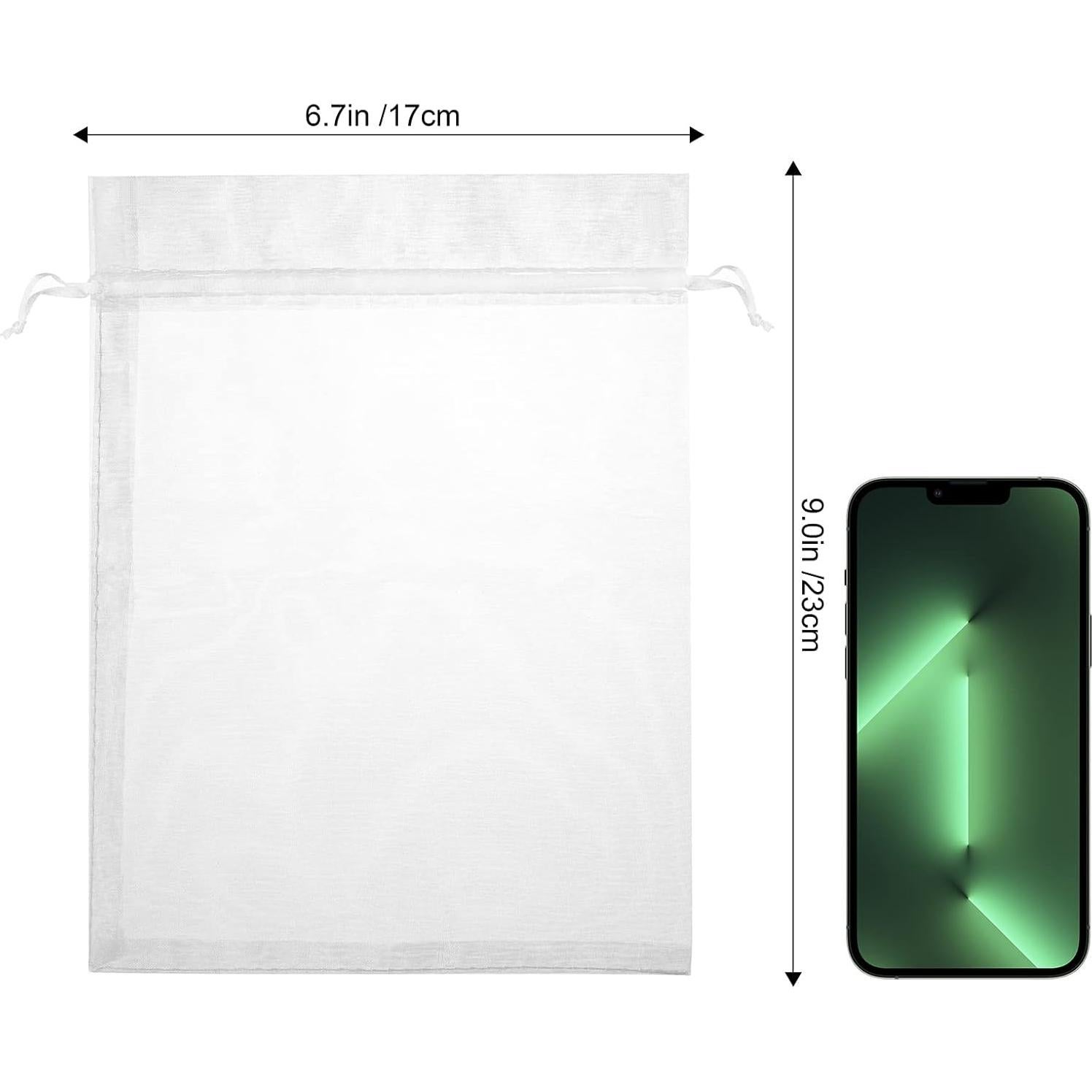 50 Bolsas de Organza Blancas FloraSea 15x22 cm para Regalos