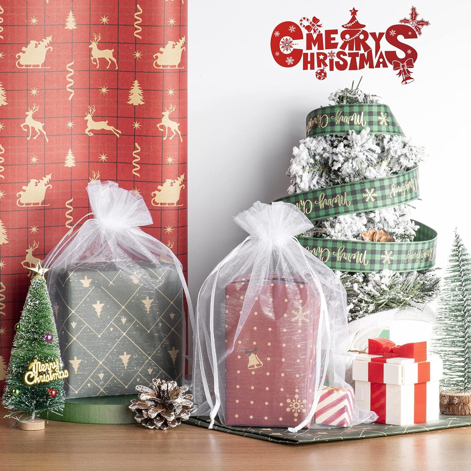 50 Bolsas de Organza Blancas FloraSea 15x22 cm para Regalos