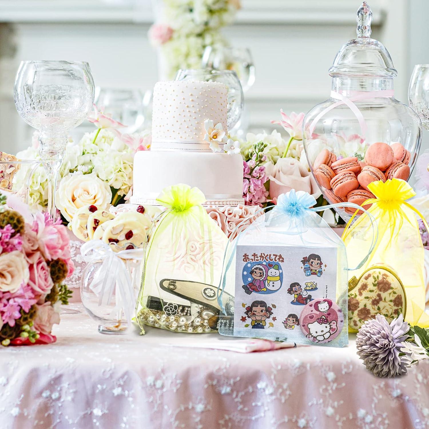 50 Bolsas de Organza Blancas FloraSea 15x22 cm para Regalos