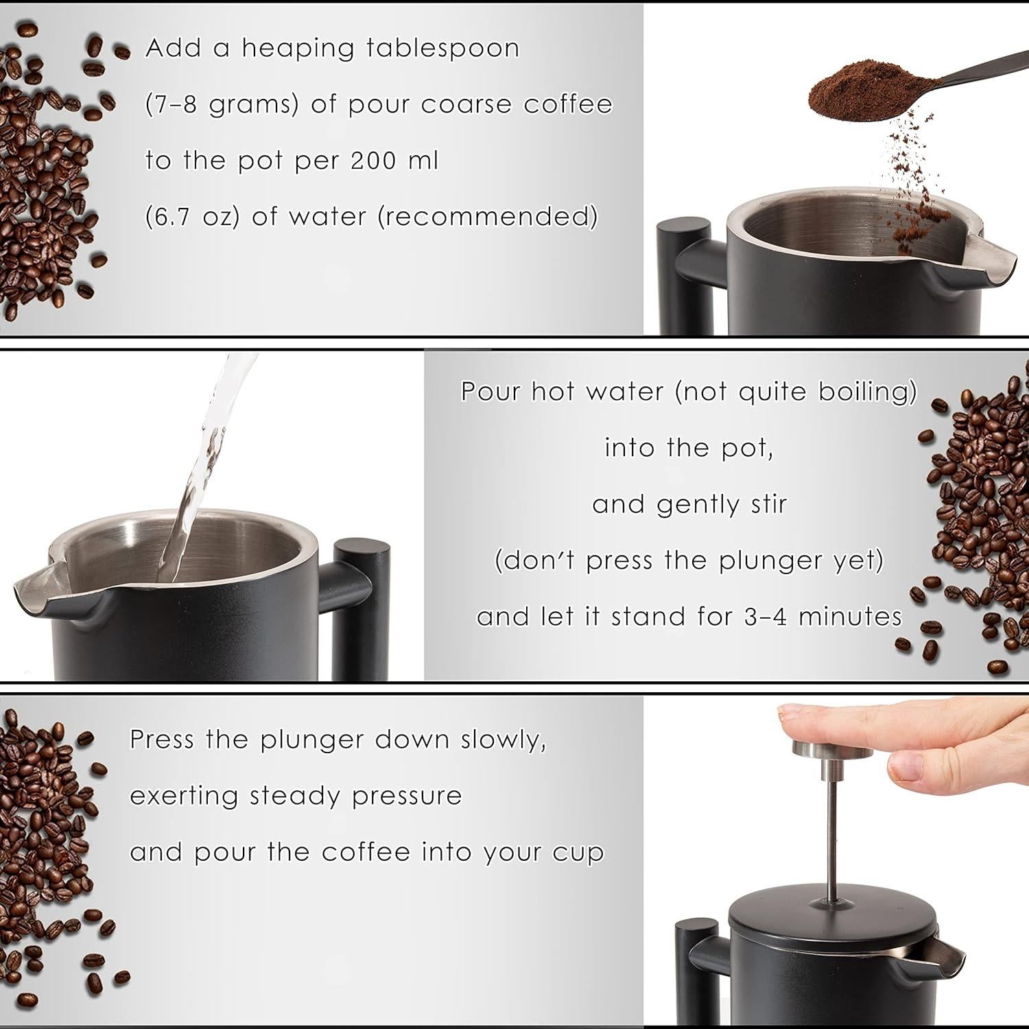 Prensa Francesa Mixpresso 770ml Acero Inoxidable Negra