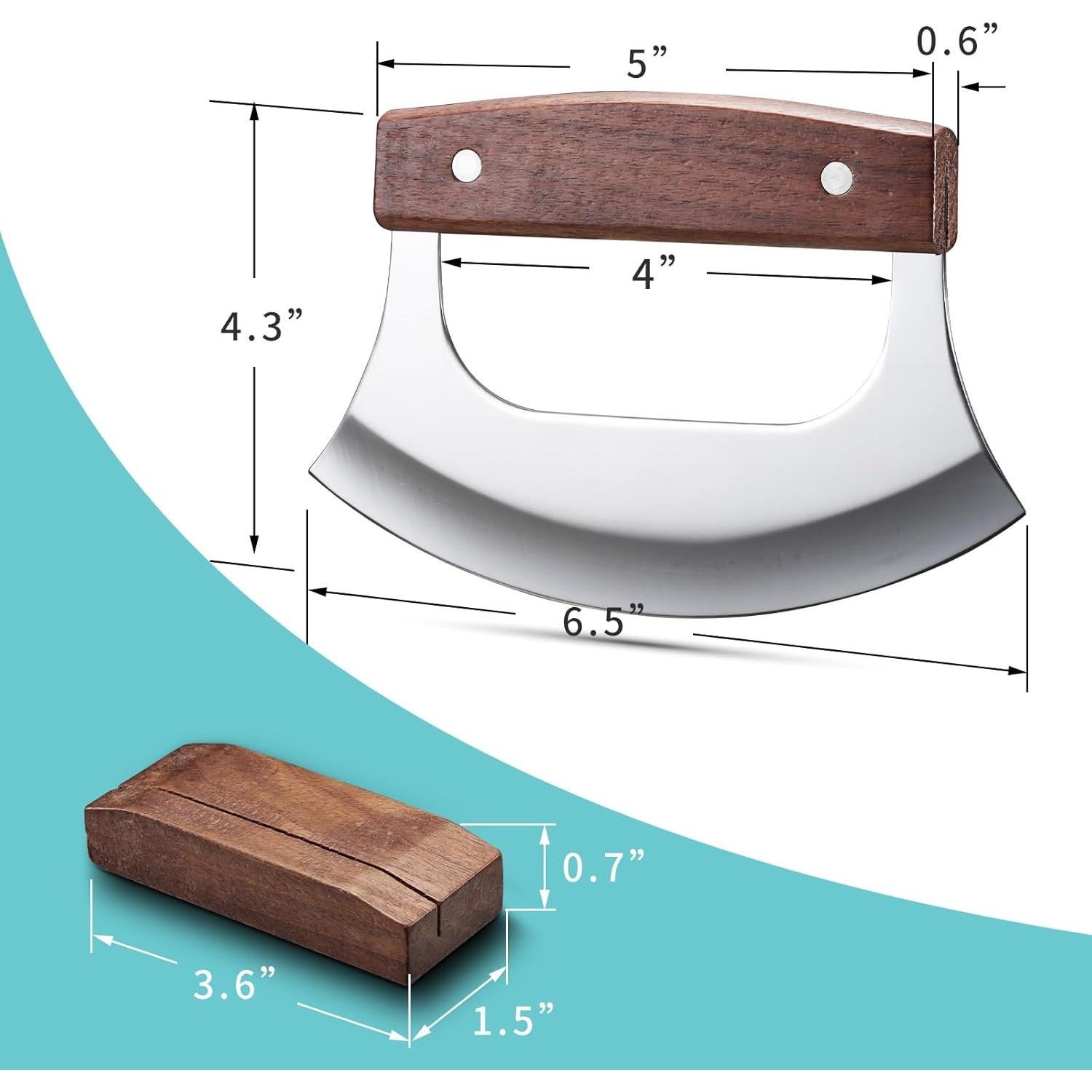 Cuchillo Ulu Coowolf con Soporte de Madera - 16.5 cm Acero Inoxidable