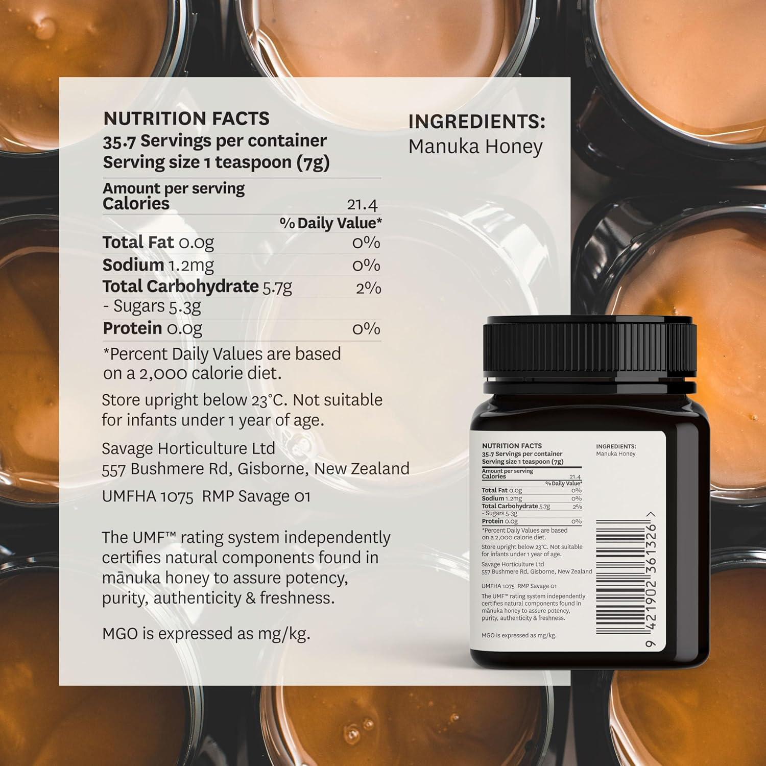 WildCape Manuka Honey Certified UMF 10+/MGO 263+ - 100% Pure, Raw, Unpasteurized, Non-GMO, Made in New Zealand - 8.8 oz (Pack of 1)