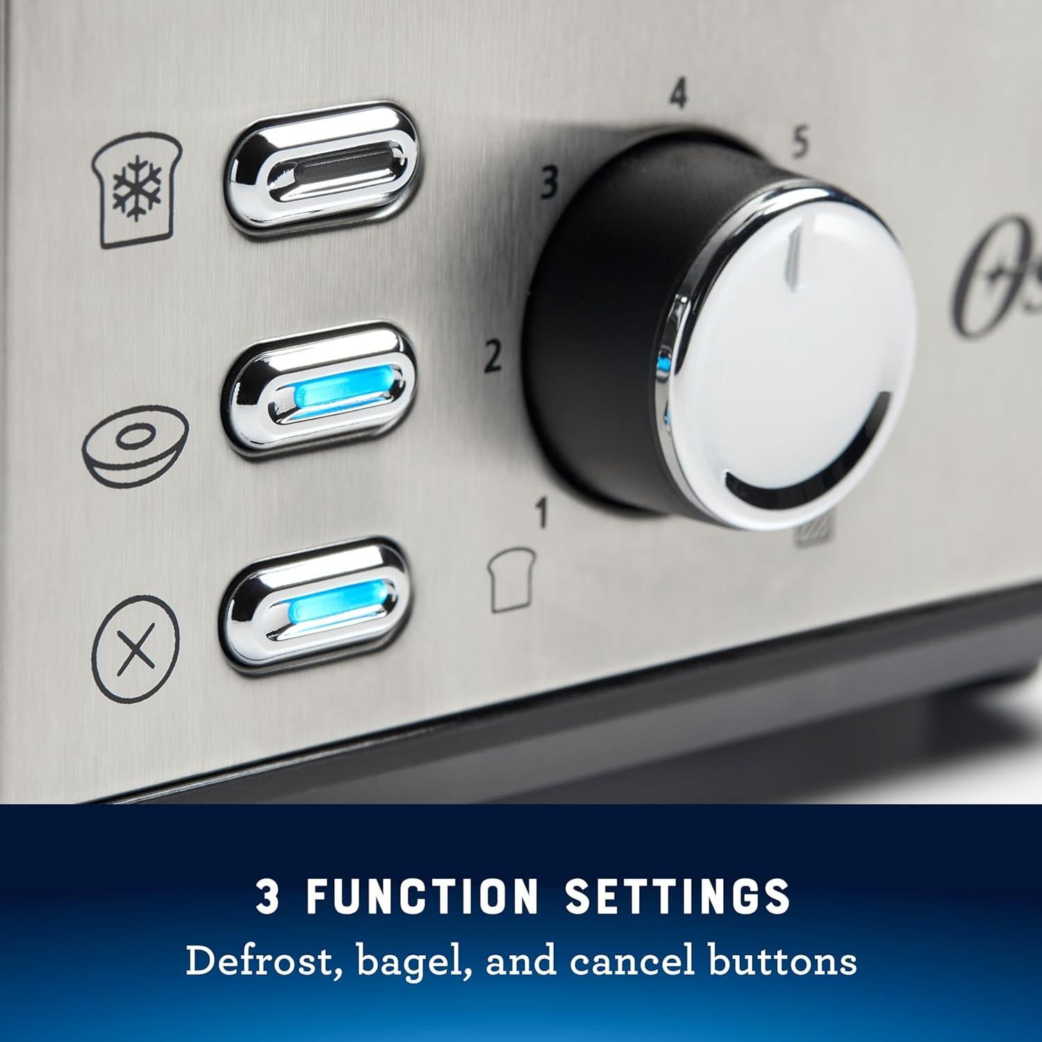 Tostadora Oster 2 Rebanadas Acero Inoxidable Ranuras Anchas