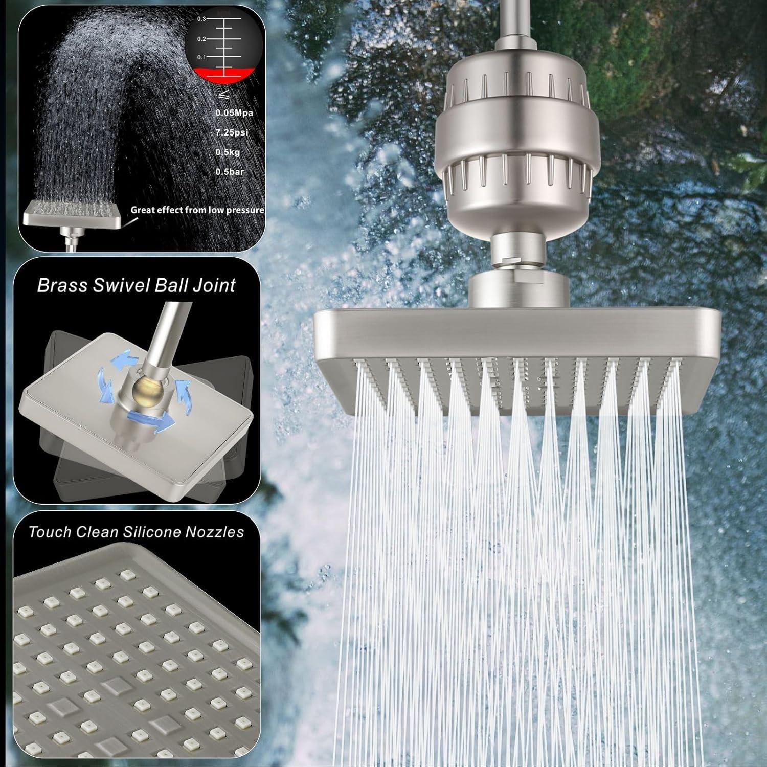 Cabezal de Ducha Filtrado Voolan 20 Etapas Alta Presión Níquel