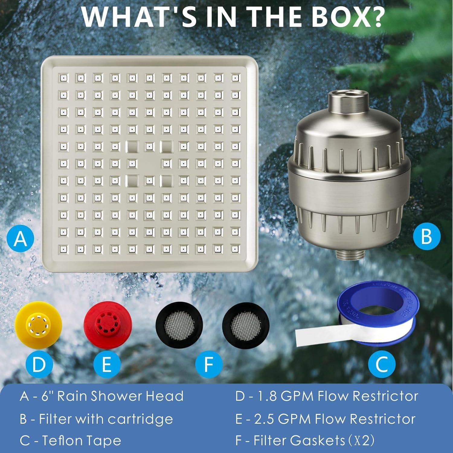 Cabezal de Ducha Filtrado Voolan 20 Etapas Alta Presión Níquel