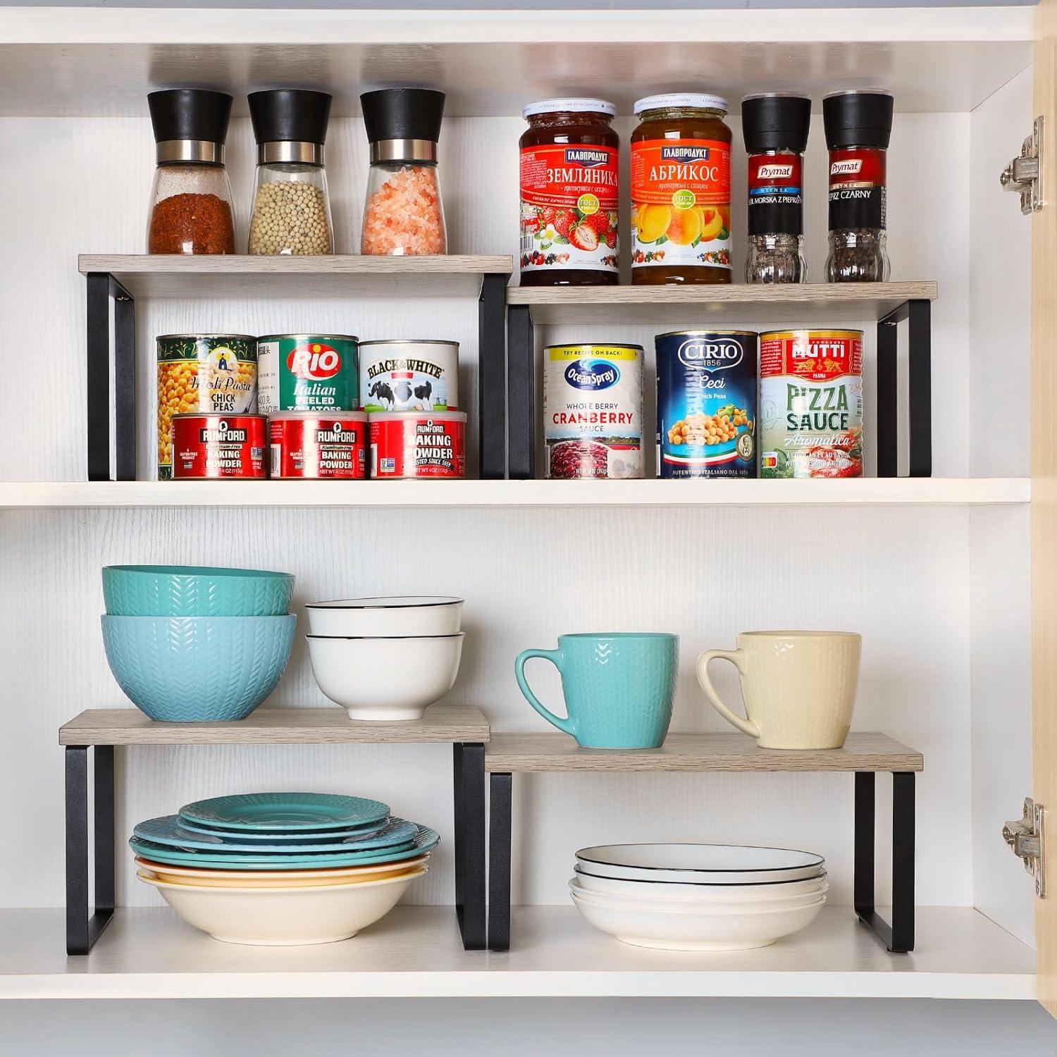 Organizador de Estantes NEX, Juego de 4, Apilable y Expandible, Cocina