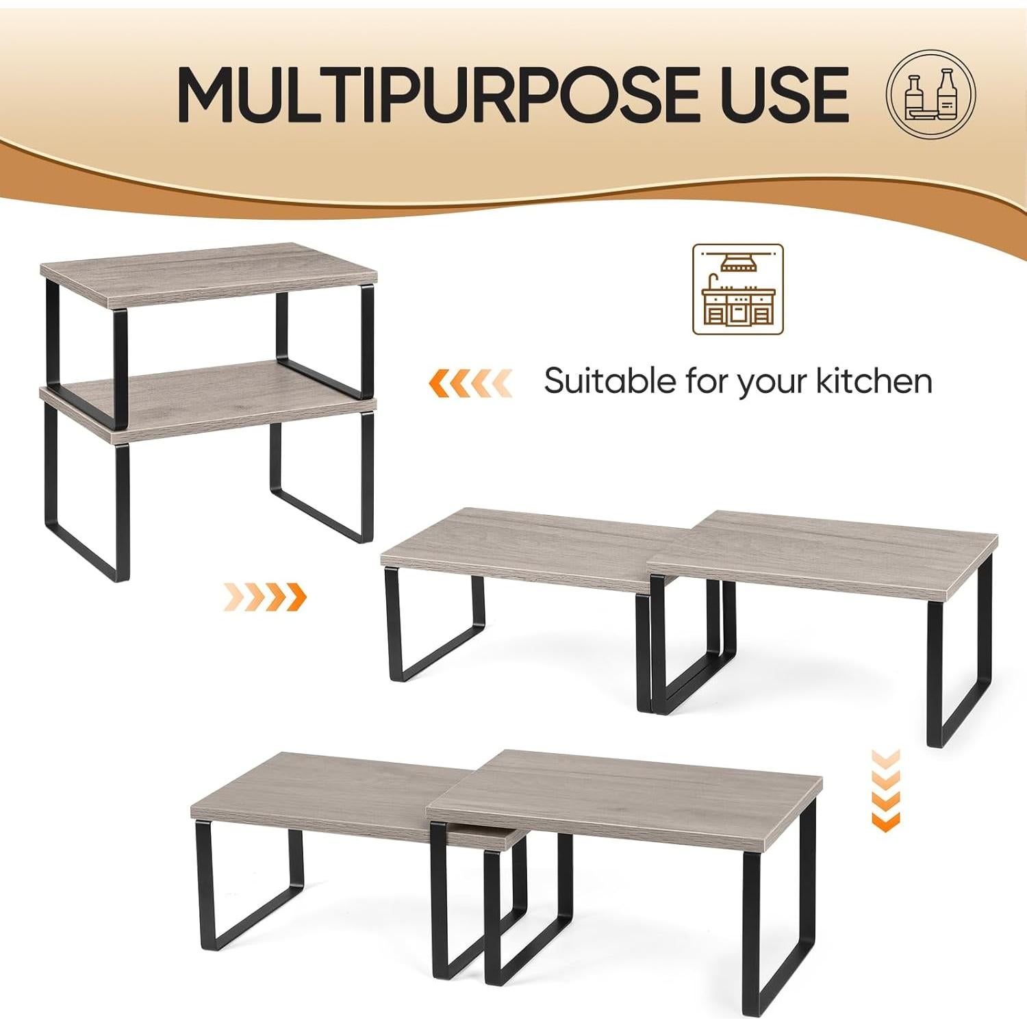 Organizador de Estantes NEX, Juego de 4, Apilable y Expandible, Cocina