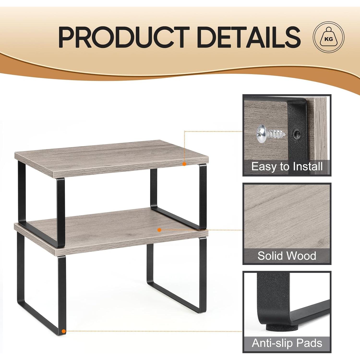 Organizador de Estantes NEX, Juego de 4, Apilable y Expandible, Cocina