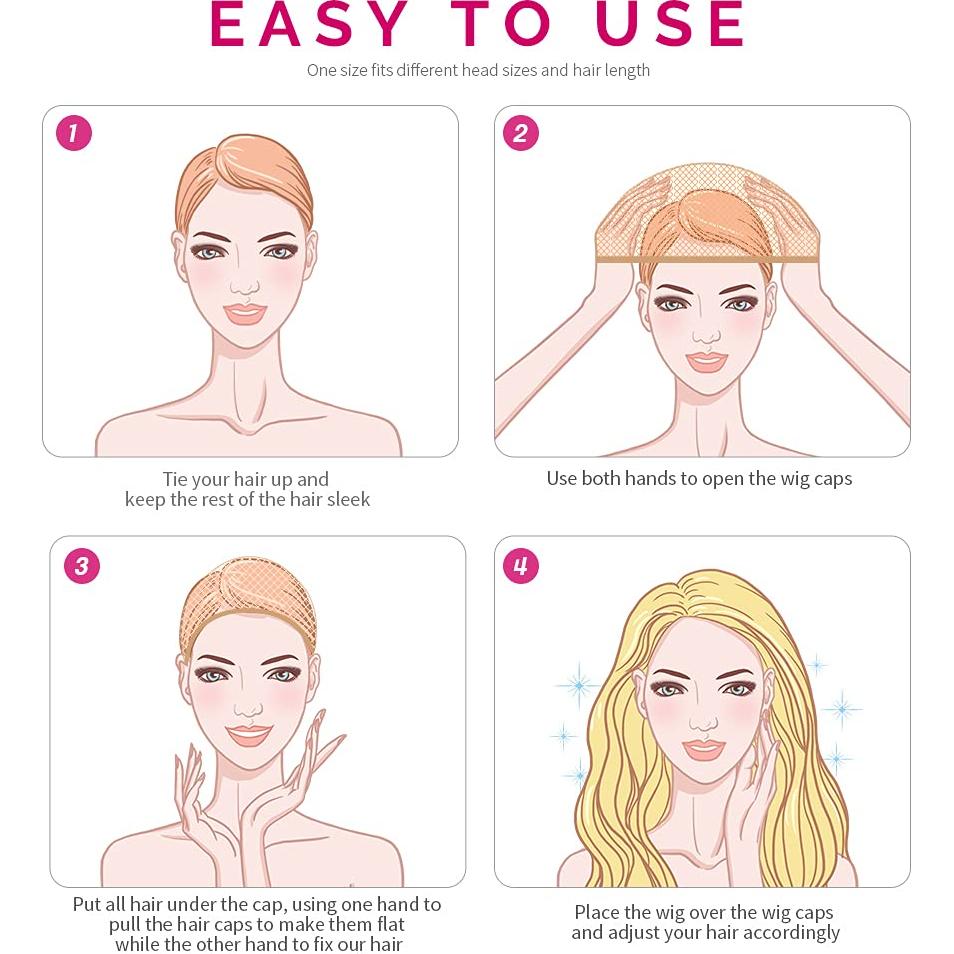 Tapa de Peluca FANDAMEI 4PCS Malla Color Marrón Claro