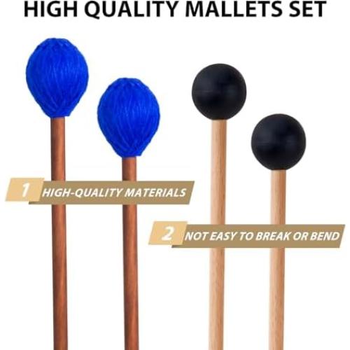 Kit de Mazos de Tambor Gdwsm-4M2 - 2 Pares de Goma y Hilo