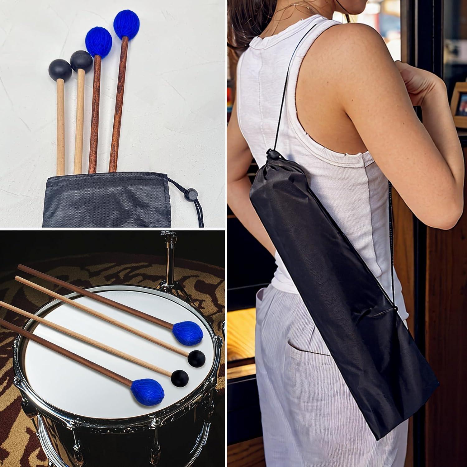 Kit de Mazos de Tambor Gdwsm-4M2 - 2 Pares de Goma y Hilo