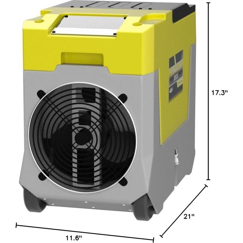 AlorAir 180 PPD LGR Commercial Dehumidifier with Pump, Heavy Duty Industrial Dehumidifiers Water Damage Restoration for Homes, Basements, Garages, Gym and Job Sites, Winter Storm (Yellow)