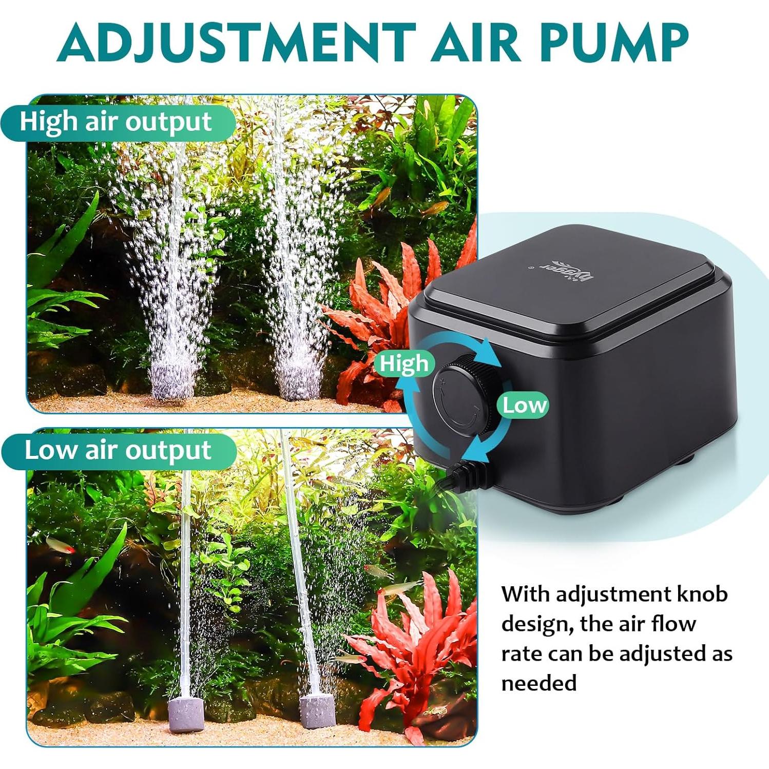 Bomba de Aire para Acuario Hygger 3.5W Ultra Silenciosa 454L