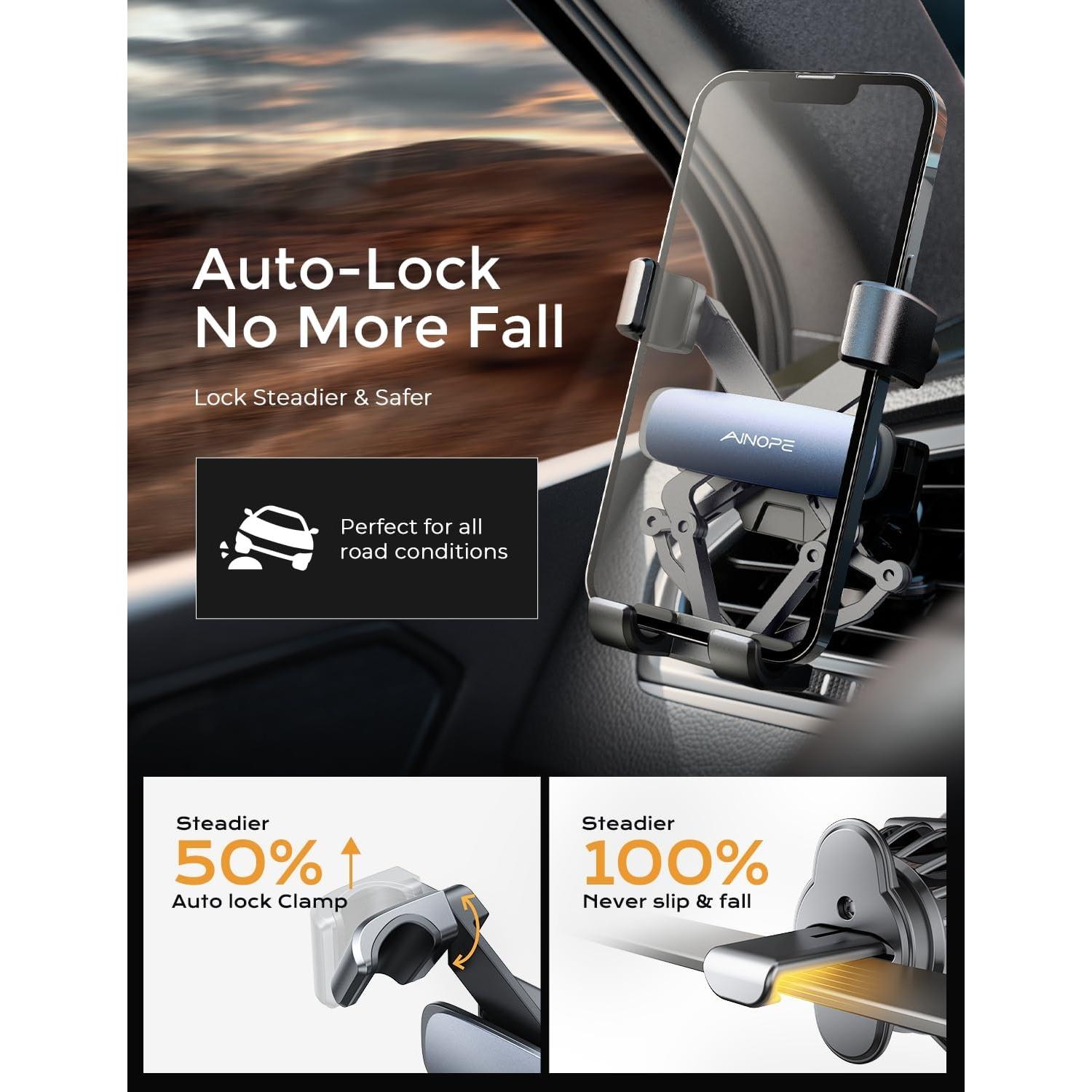 Soporte para Teléfono en Auto AINOPE AV640 Negro - Gravedad