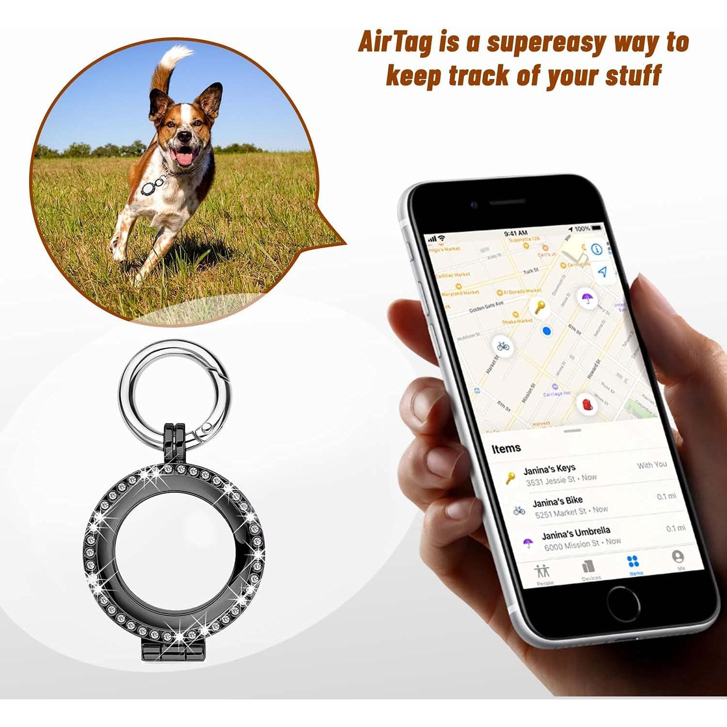 Funda Protectora de Metal para AirTag MIDUODO con Brillantes