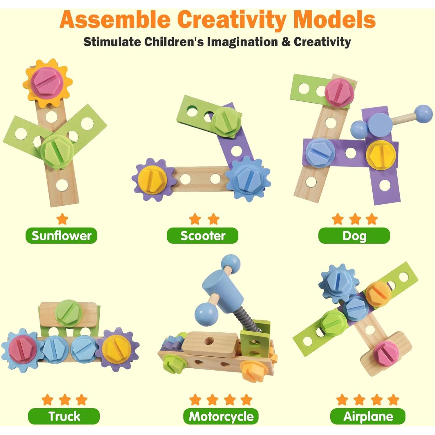 Conjunto de Herramientas de Madera Aliex 38 Piezas para Niños