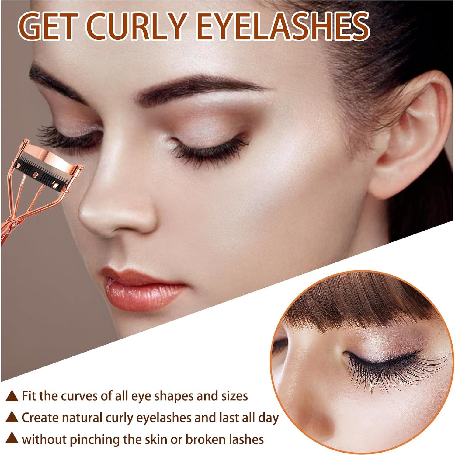 Rizador de Pestañas Arroyner 4Pcs Oro Rosa con Peine