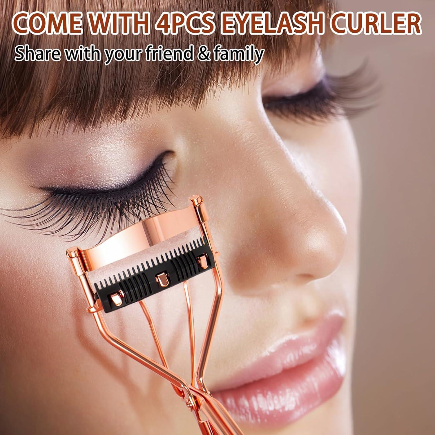 Rizador de Pestañas Arroyner 4Pcs Oro Rosa con Peine