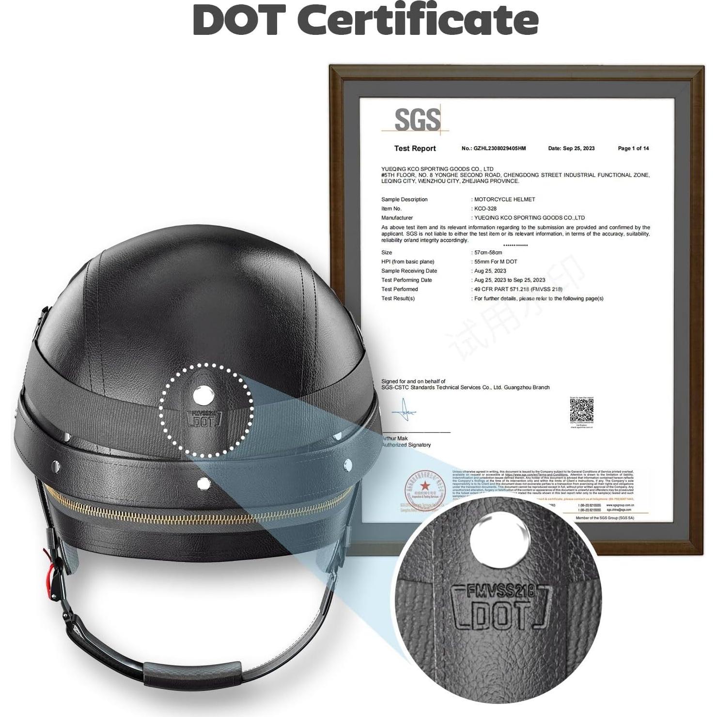 Casco de Motocicleta Vintage Fizcvky Negro S (55-56cm) DOT