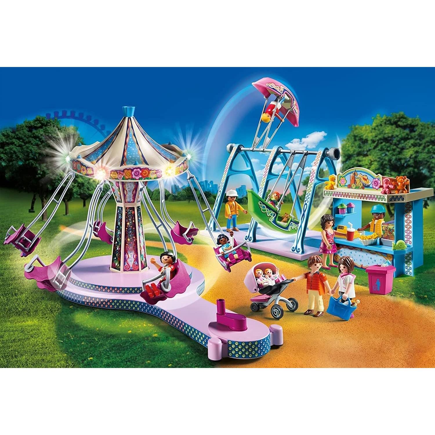 Playmobil 70558 Large Amusement Park & P-3209 Family Walk with Buggy