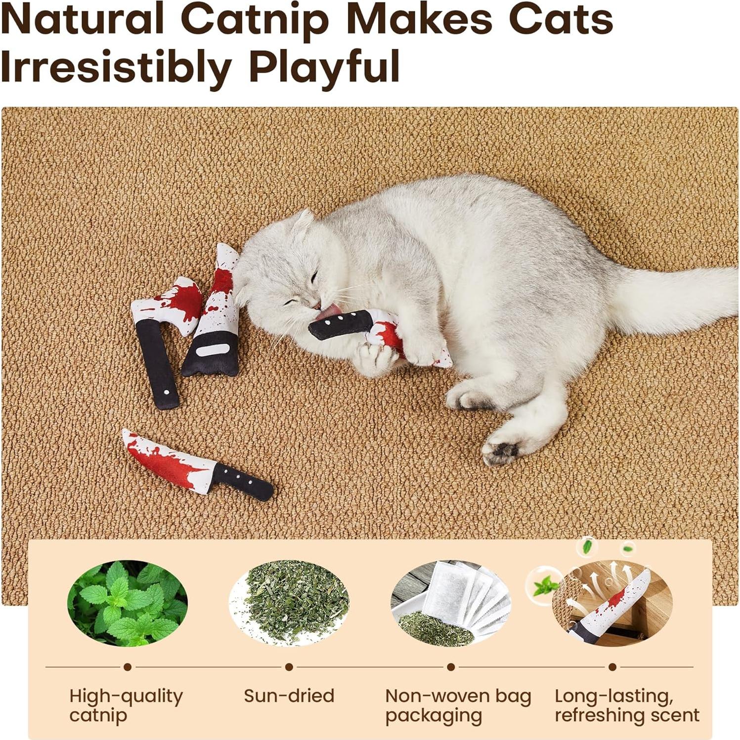 Juguetes para Gatos Potaroma 4Pcs con Catnip y Sonido Crujiente