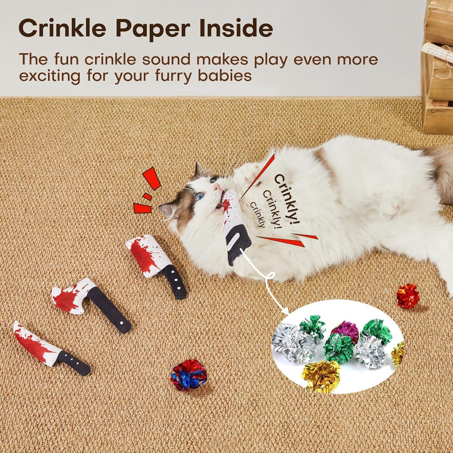 Juguetes para Gatos Potaroma 4Pcs con Catnip y Sonido Crujiente