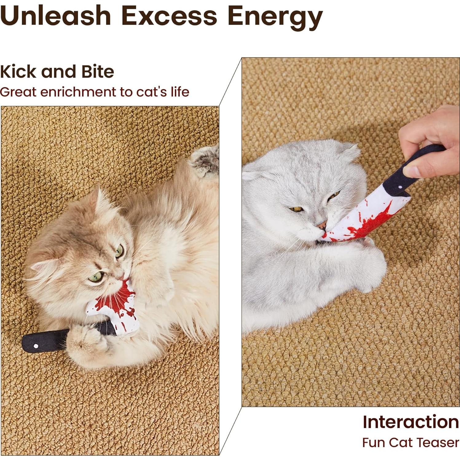 Juguetes para Gatos Potaroma 4Pcs con Catnip y Sonido Crujiente