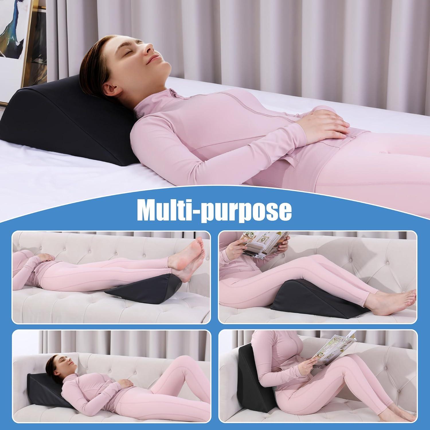 Almohada Cuña HOMBYS para Piernas y Rodillas - Espuma PU Negra