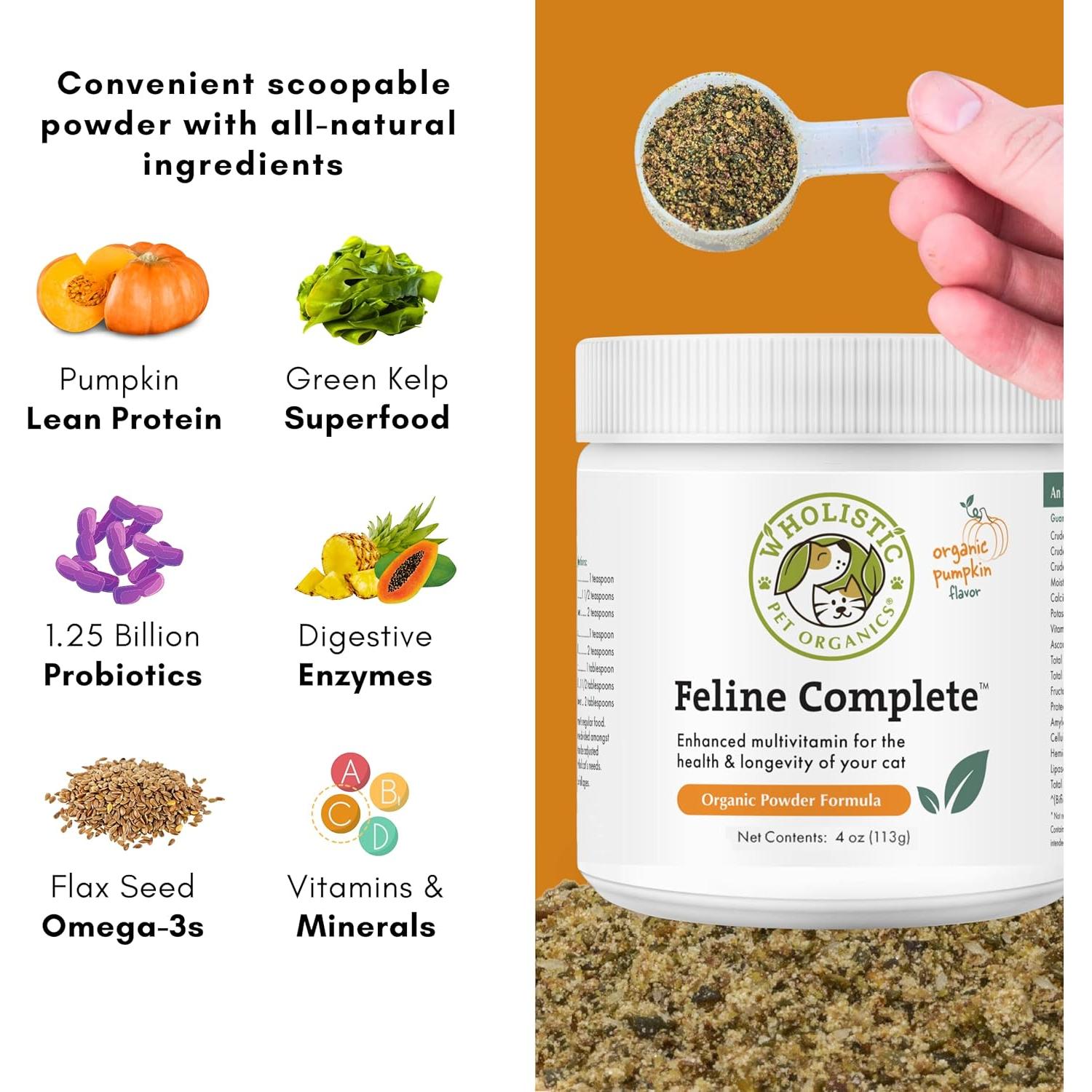 Suplemento Probiotico para Gatos Wholistic 113.4 g Calabaza Orgánica