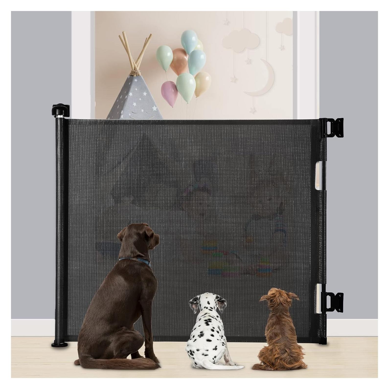 Puerta Retráctil MYPIN para Bebés y Mascotas 86x140 cm Negra