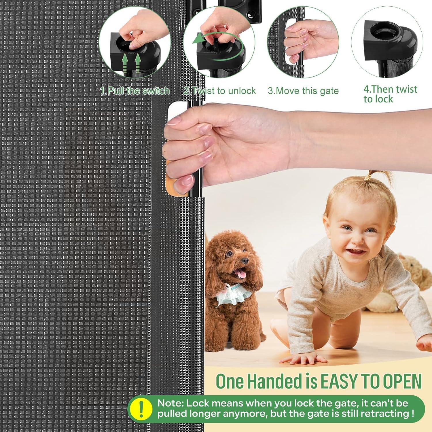 Puerta Retráctil MYPIN para Bebés y Mascotas 86x140 cm Negra