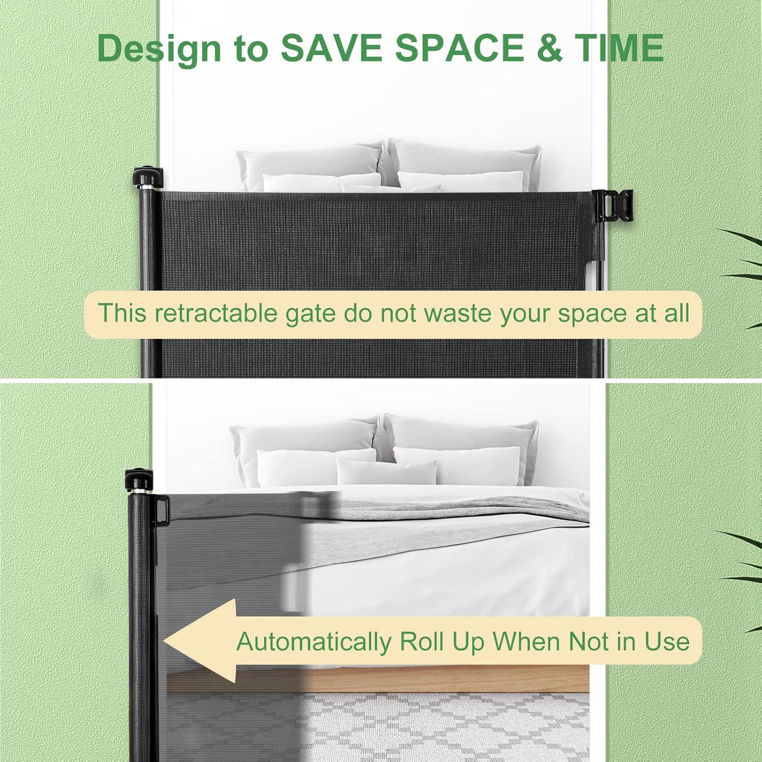 Puerta Retráctil MYPIN para Bebés y Mascotas 86x140 cm Negra