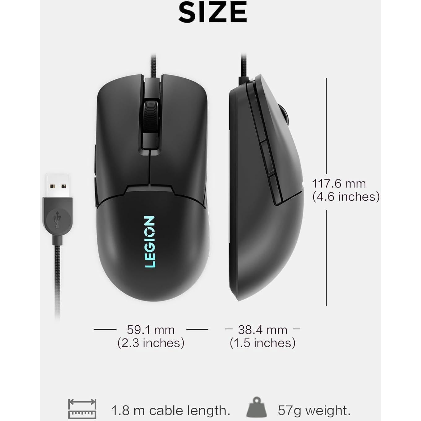 Lenovo Legion KM310 RGB Wired Gaming Keyboard & Mouse Combo - K310 Keyboard w/Silent Operation & Compact Water-Resistant Design - M300S Mouse with 8000 Adjustable DPI, 220 IPS, 6 Programmable Buttons