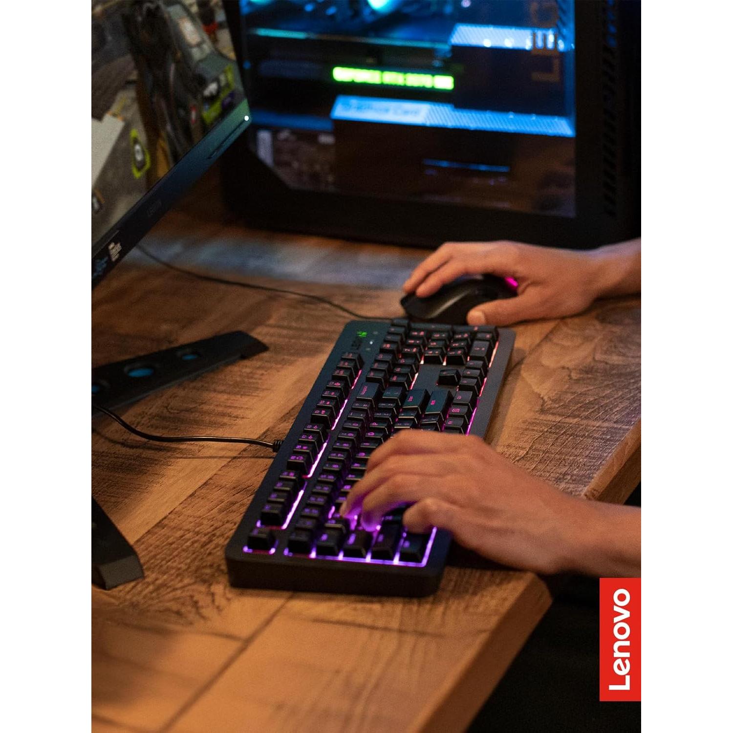 Lenovo Legion KM310 RGB Wired Gaming Keyboard & Mouse Combo - K310 Keyboard w/Silent Operation & Compact Water-Resistant Design - M300S Mouse with 8000 Adjustable DPI, 220 IPS, 6 Programmable Buttons