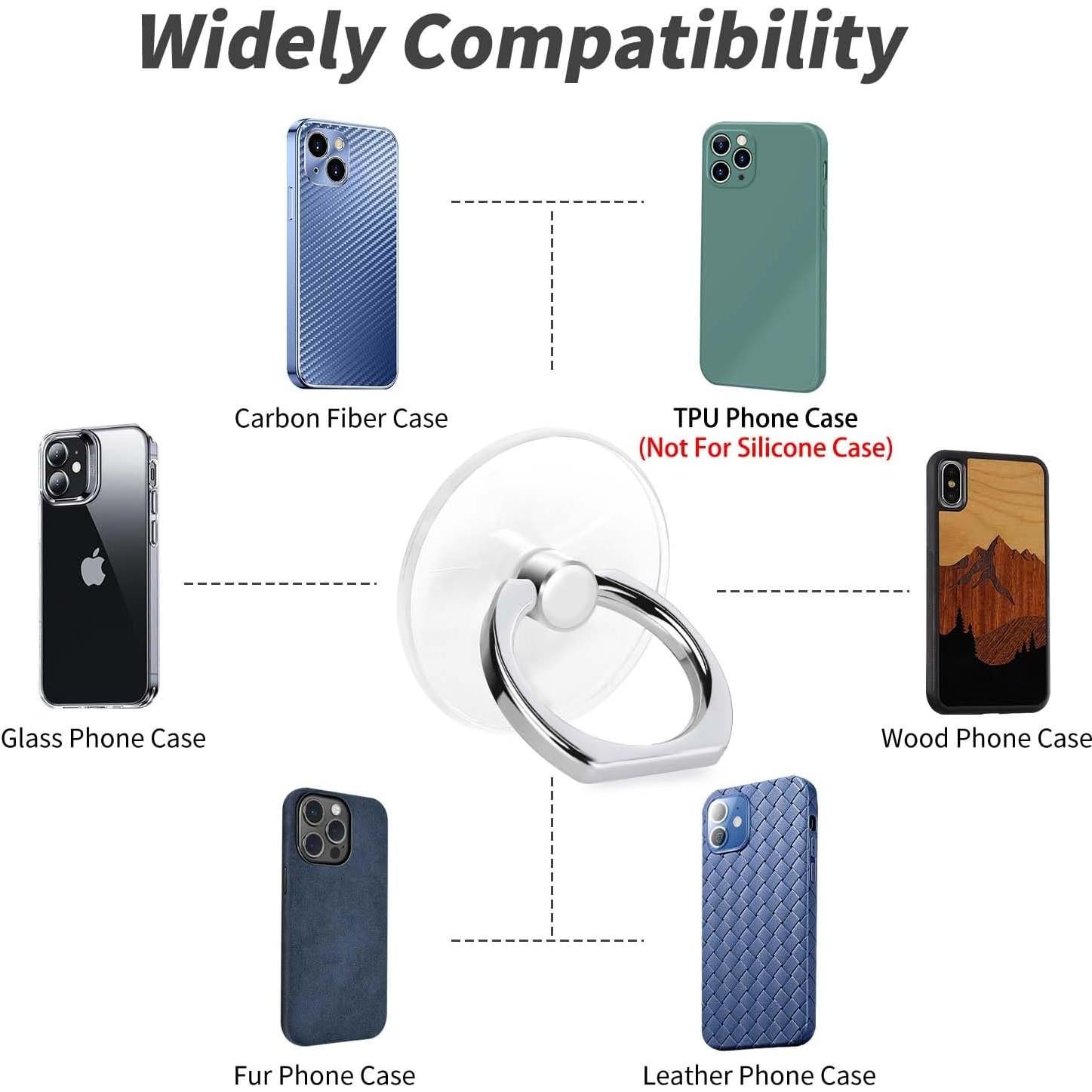 Soporte de Anillo para Teléfono Jsoerpay 2 Pack Transparente