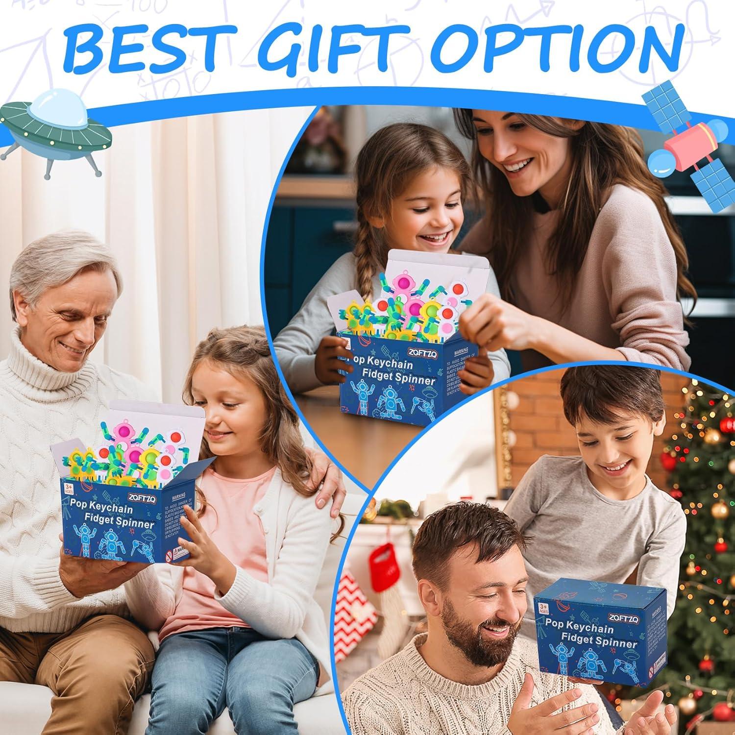 24 Piezas Giradores Fidget Llavero Robot Brillan en la Oscuridad