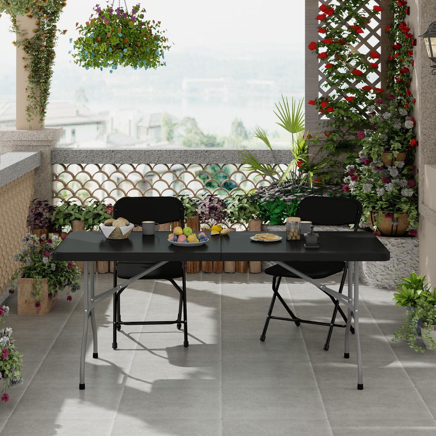 Mesa Plegable Rectangular OS MOTOR 183 cm Negra Resistente