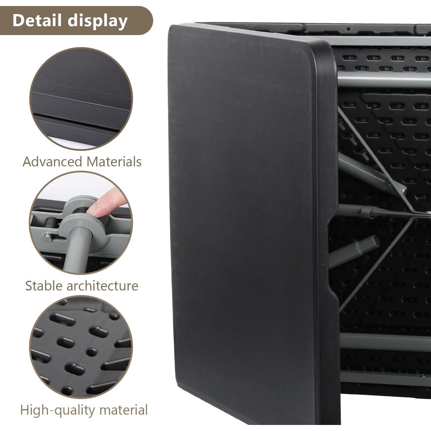 Mesa Plegable Rectangular OS MOTOR 183 cm Negra Resistente