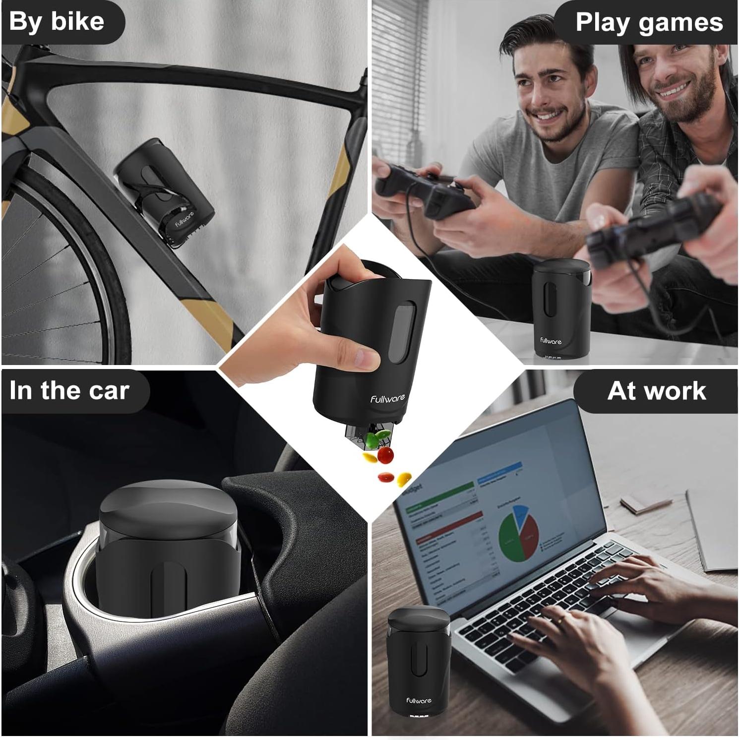 Dispensador de Snacks 9 oz Nuts Flowie Negro - Mantiene Manos Limpias