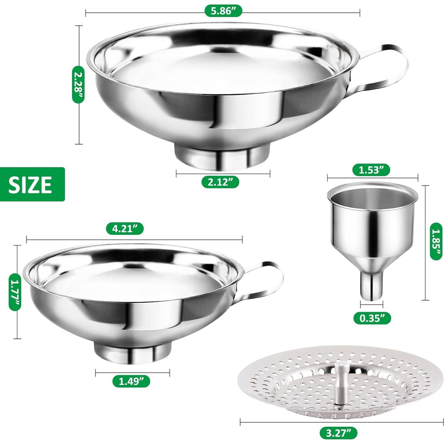 Juego de Embudos de Acero Inoxidable TRUSBER con Colador