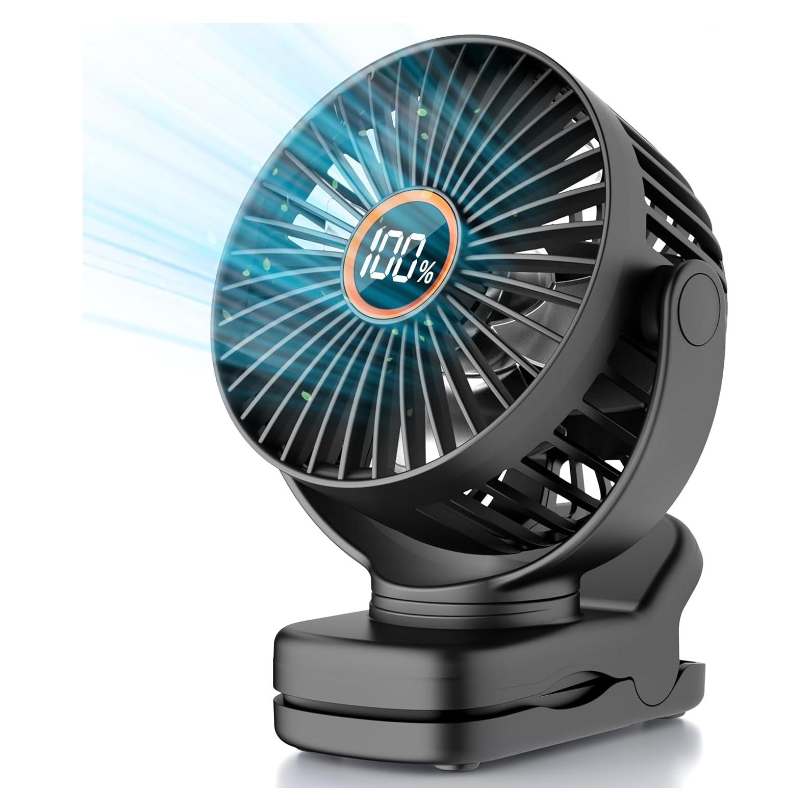 Ventilador Clip TUNISE M24 Portátil 3 Velocidades Pantalla LCD
