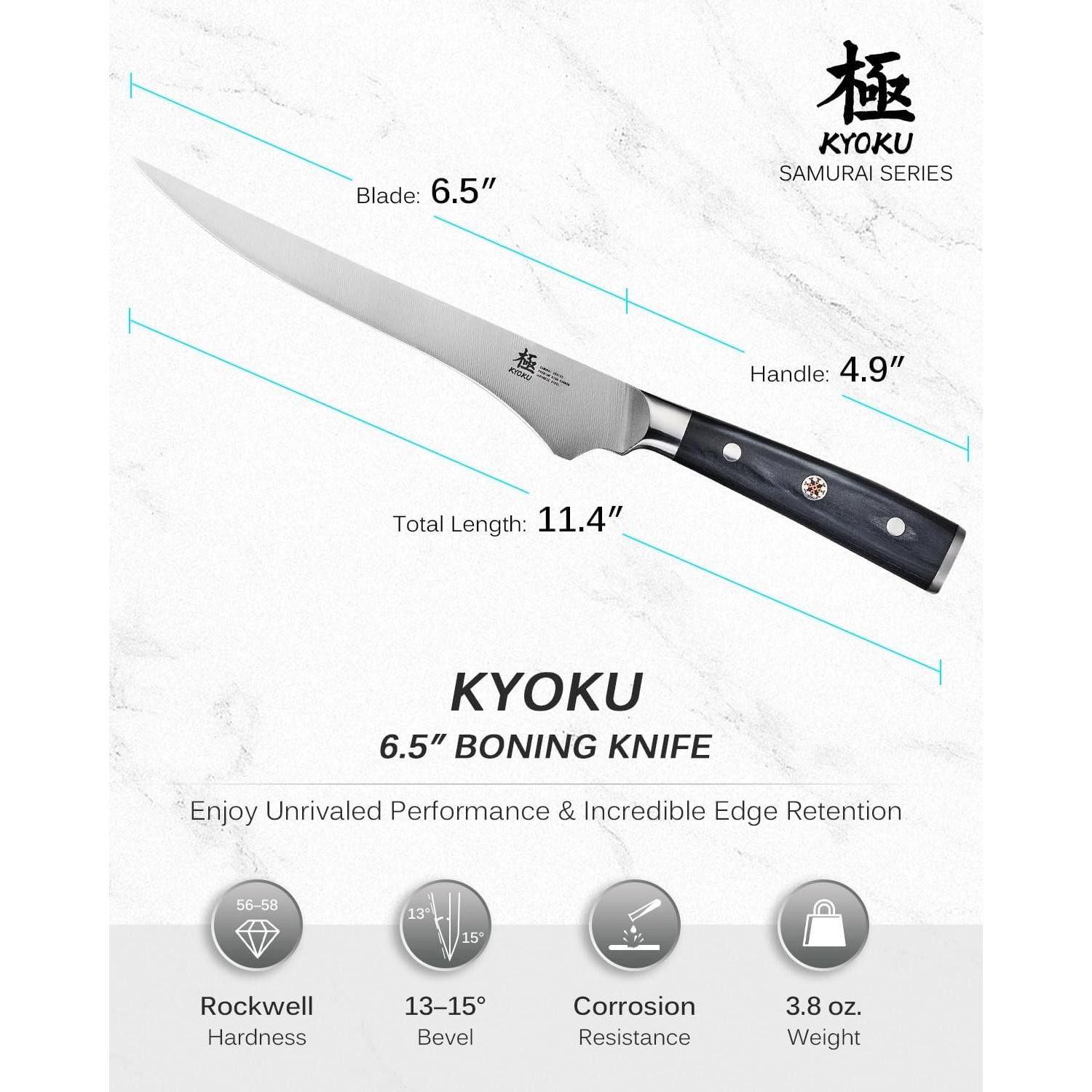 Cuchillo Deshuesador KYOKU 16.5 cm Acero Alto Carbono Pakkawood