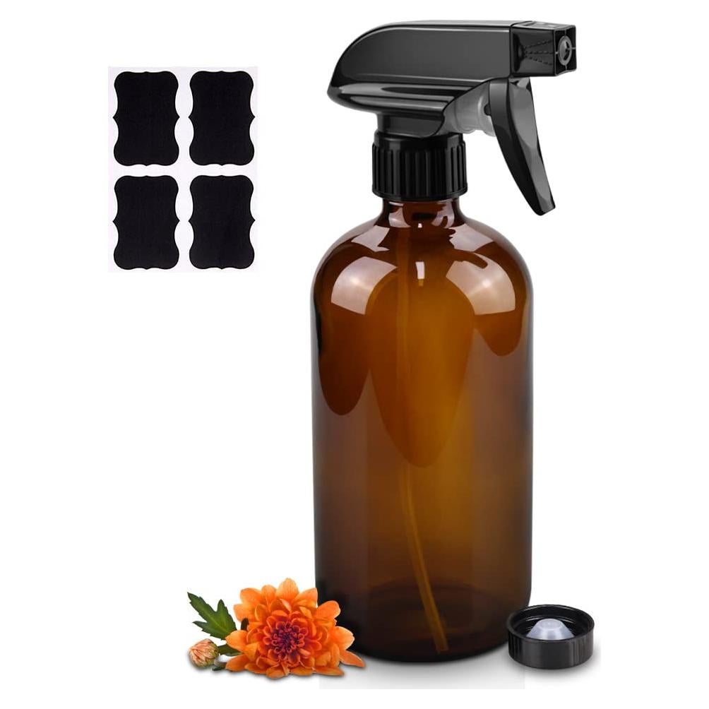 Botella de Spray de Vidrio Ámbar 500ml con Boquilla Ajustable