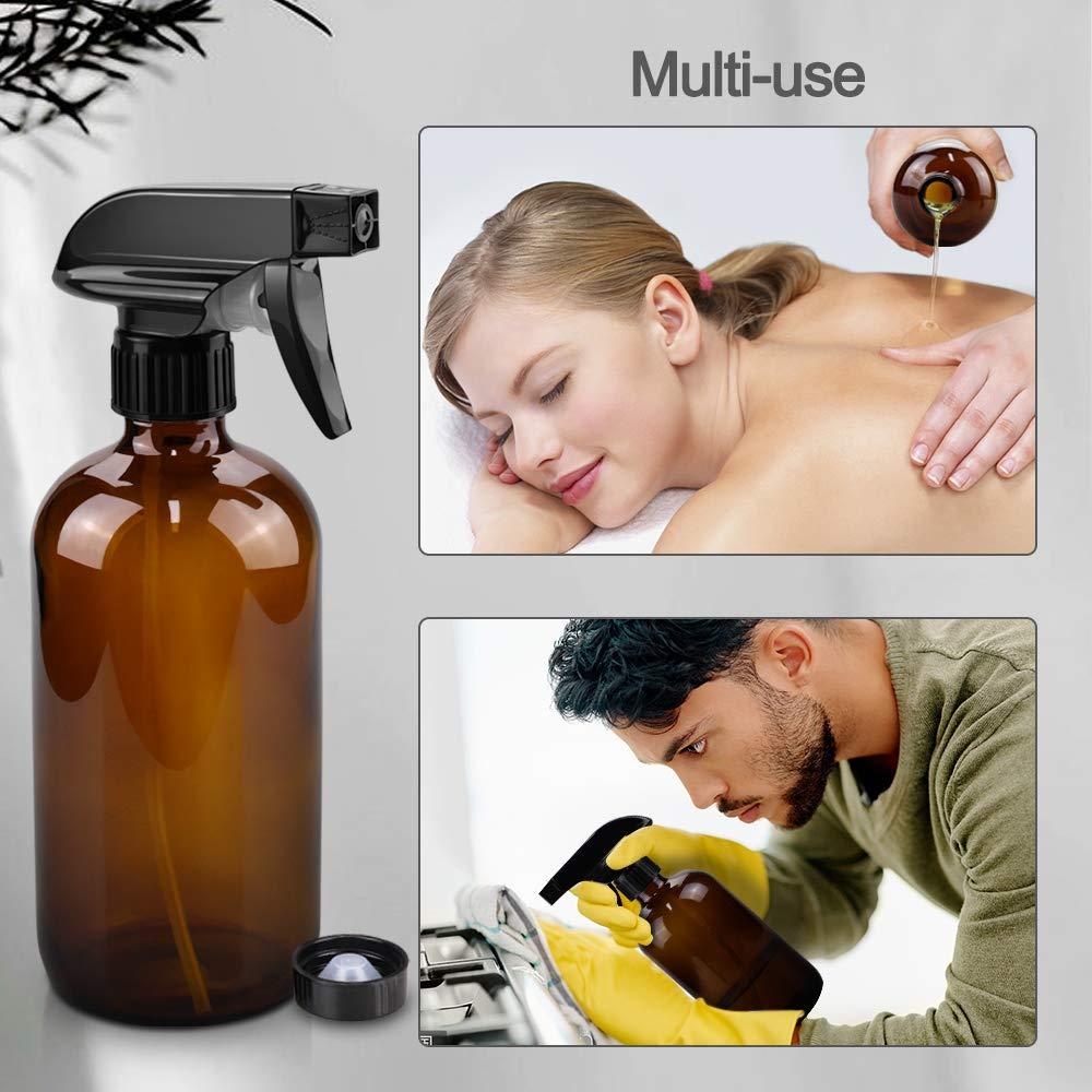 Botella de Spray de Vidrio Ámbar 500ml con Boquilla Ajustable