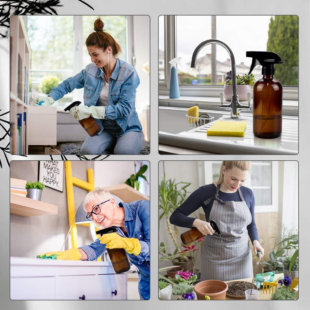 Botella de Spray de Vidrio Ámbar 500ml con Boquilla Ajustable