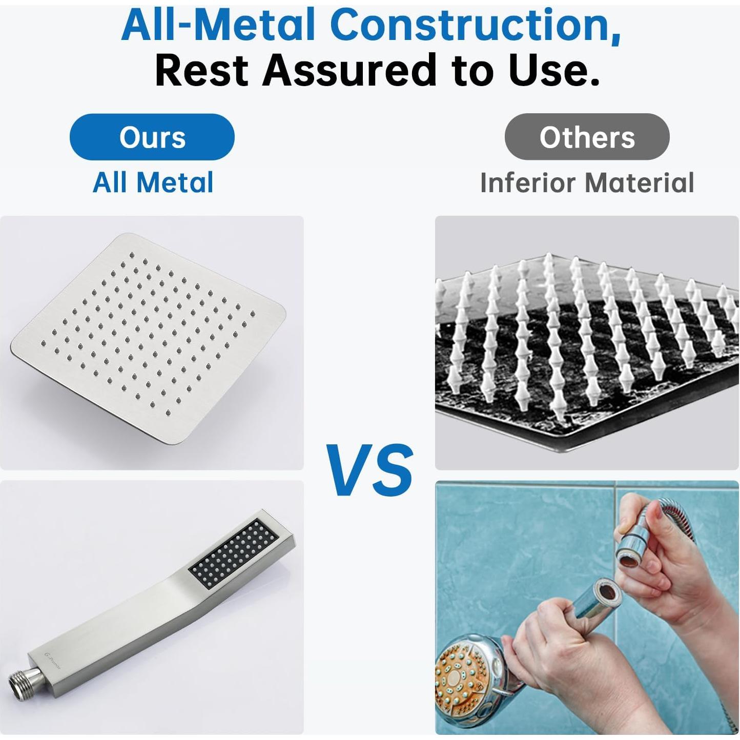 Cabezal de Ducha G-Promise 10" Cuadrado Metal Niquelado