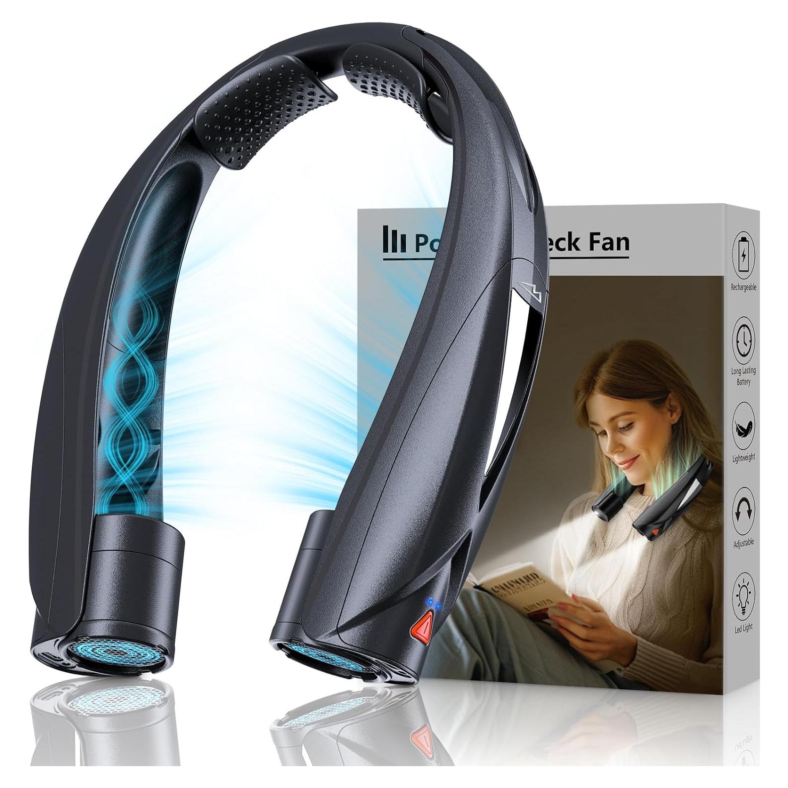 Ventilador de Cuello Portátil Laimiod Q9 con Luz LED y 6 Velocidades