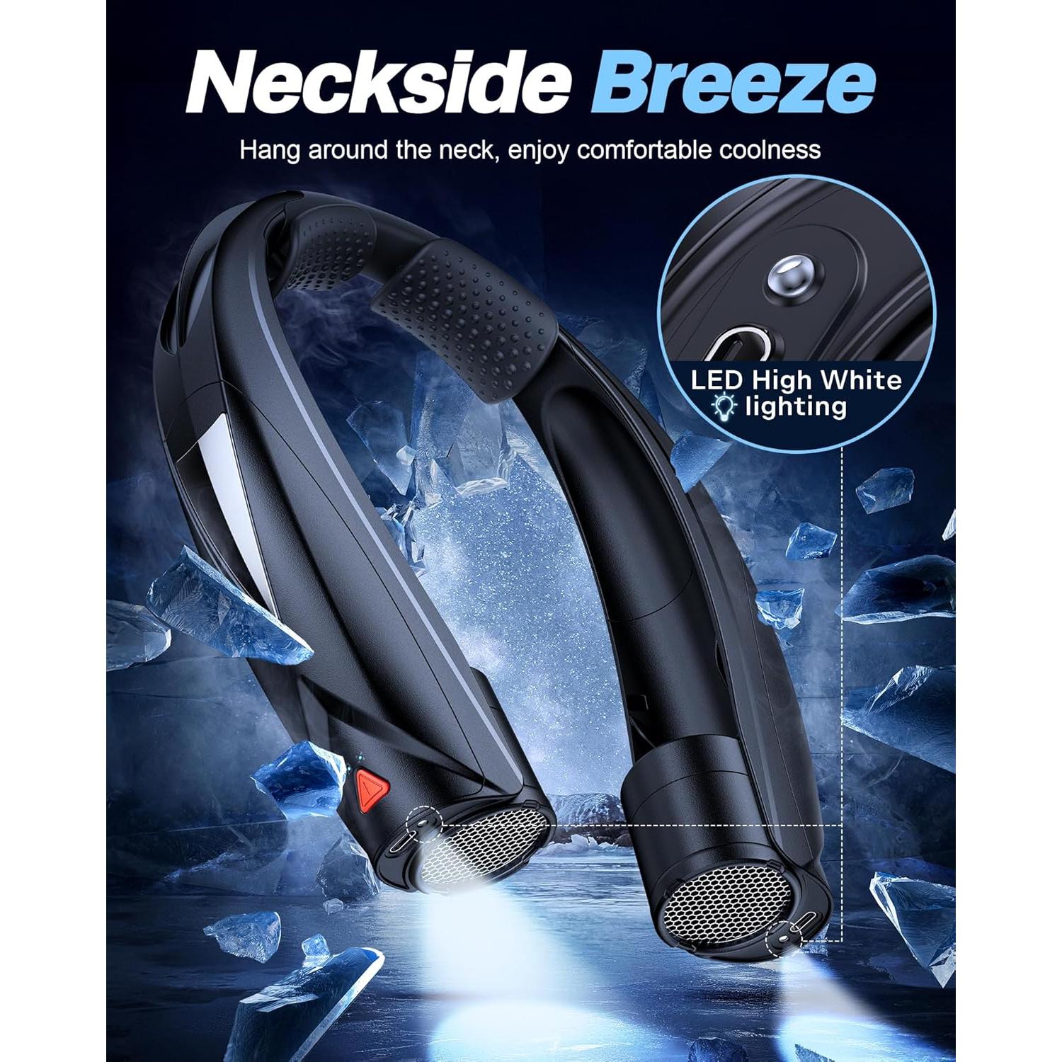 Ventilador de Cuello Portátil Laimiod Q9 con Luz LED y 6 Velocidades